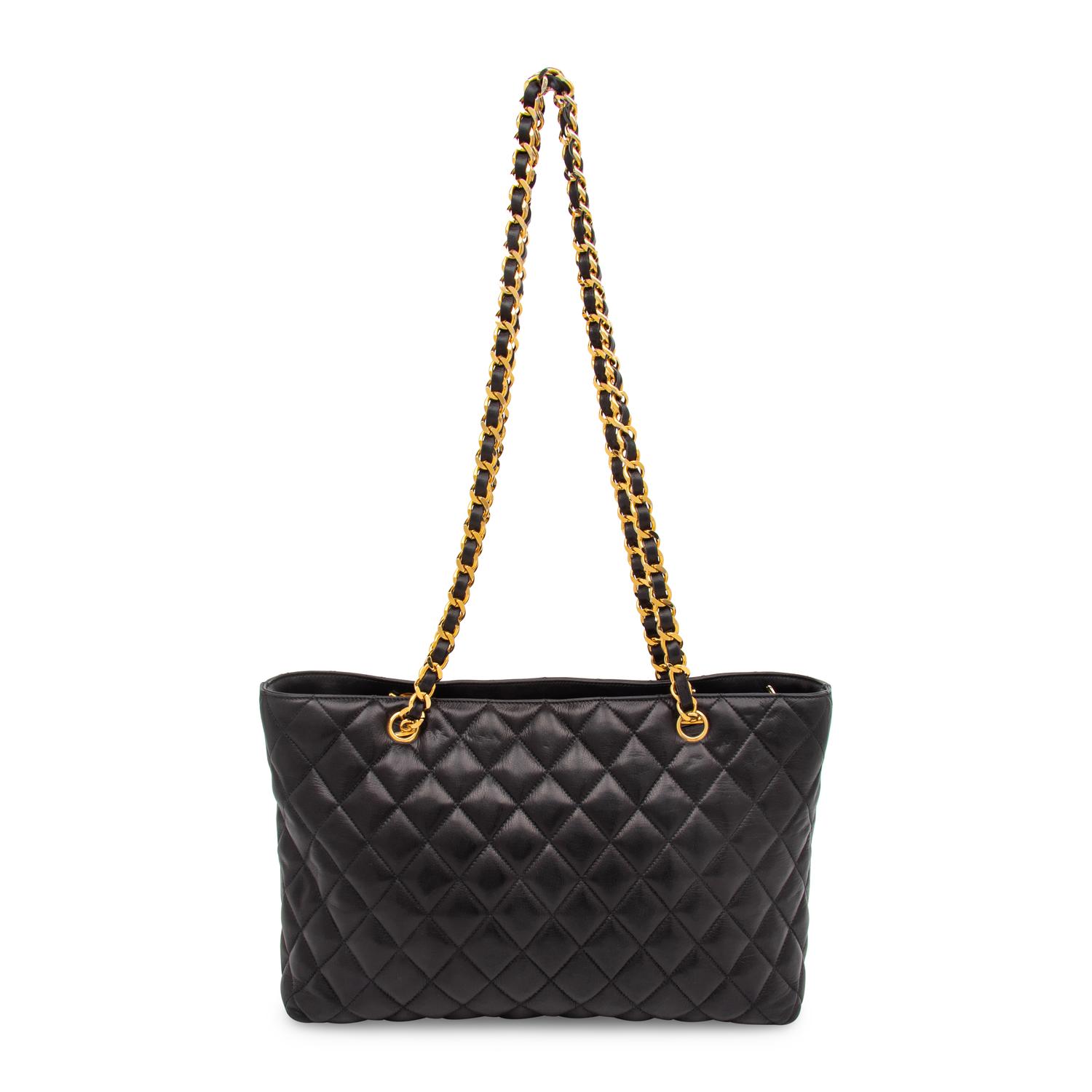 Chanel, Quilted Black Leather Tote