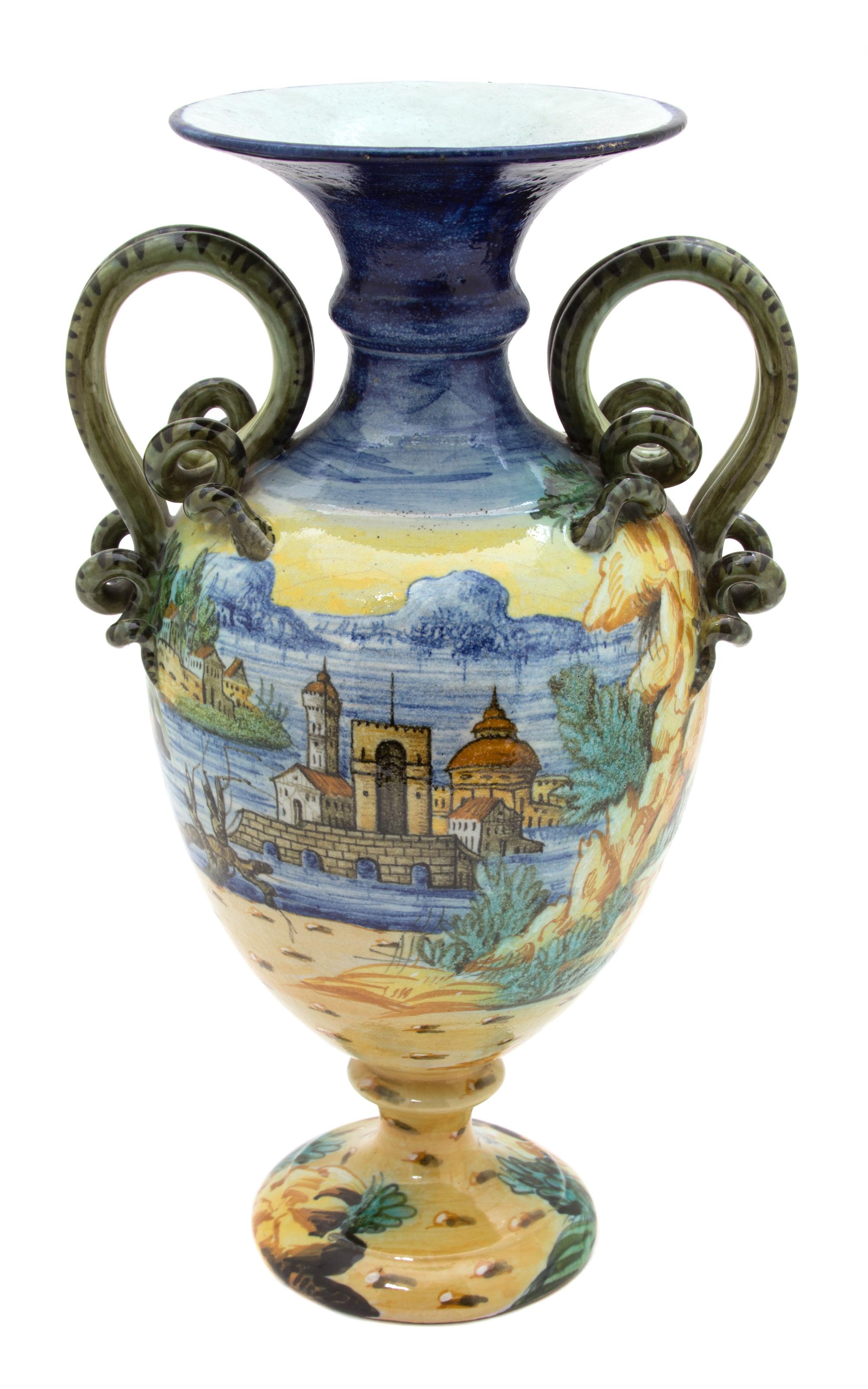 An Italian Majolica Vase Height 13 1/2 x diameter 6 1/2 inches. — 20TH CENTURY