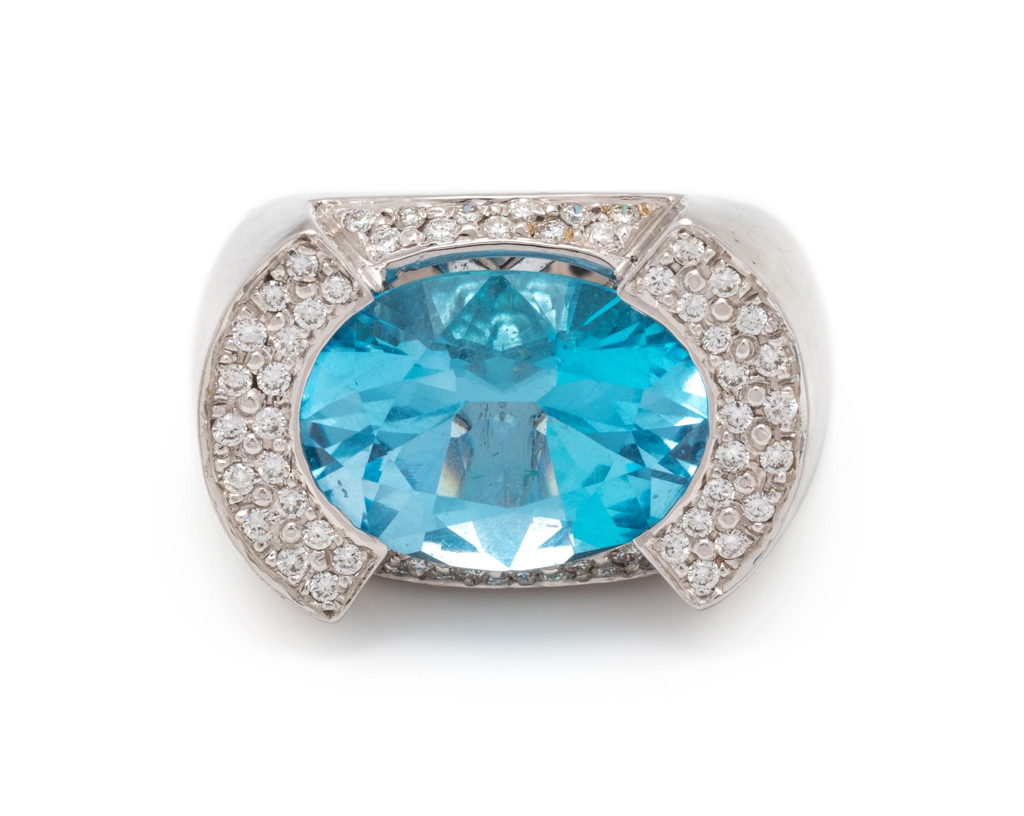 BLUE TOPAZ AND DIAMOND RING