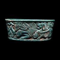 A Maya Green Fuchsite Bowl with Intricate Figures