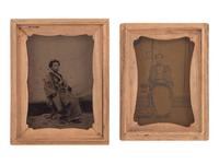 [EARLY PHOTOGRAPHY - JAPANESE]. A group of 7 Japanese ambrotypes housed in kiri wood cases, including: