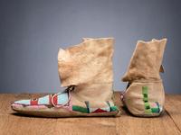Crow Beaded Hide Hightop Moccasins