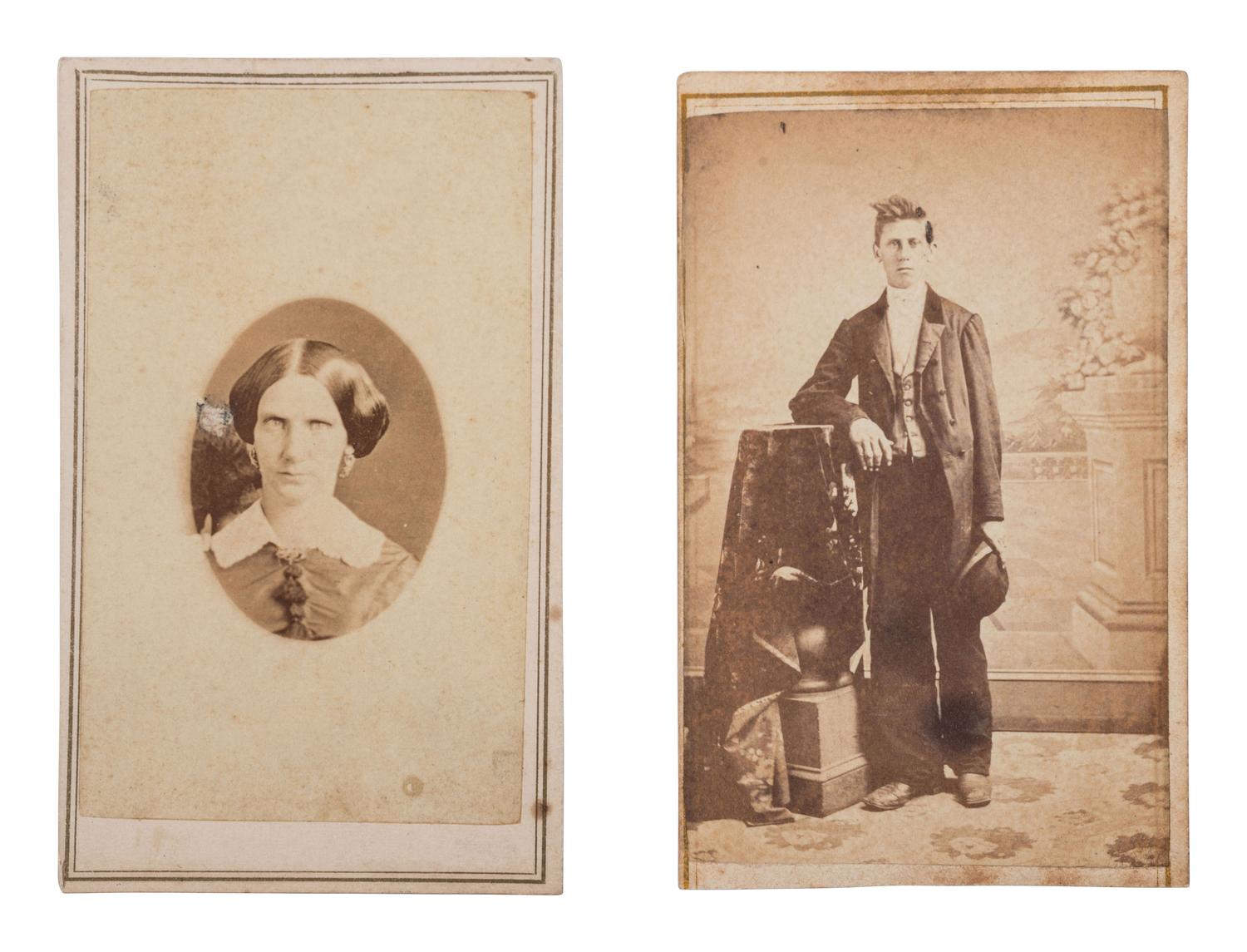 [EARLY PHOTOGRAPHY]. BALL, James Presley (1825-1904), photographer. 2 CDVS of male and female subjects. Cincinnati, Ohio.