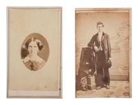 [EARLY PHOTOGRAPHY]. BALL, James Presley (1825-1904), photographer. 2 CDVS of male and female subjects. Cincinnati, Ohio.