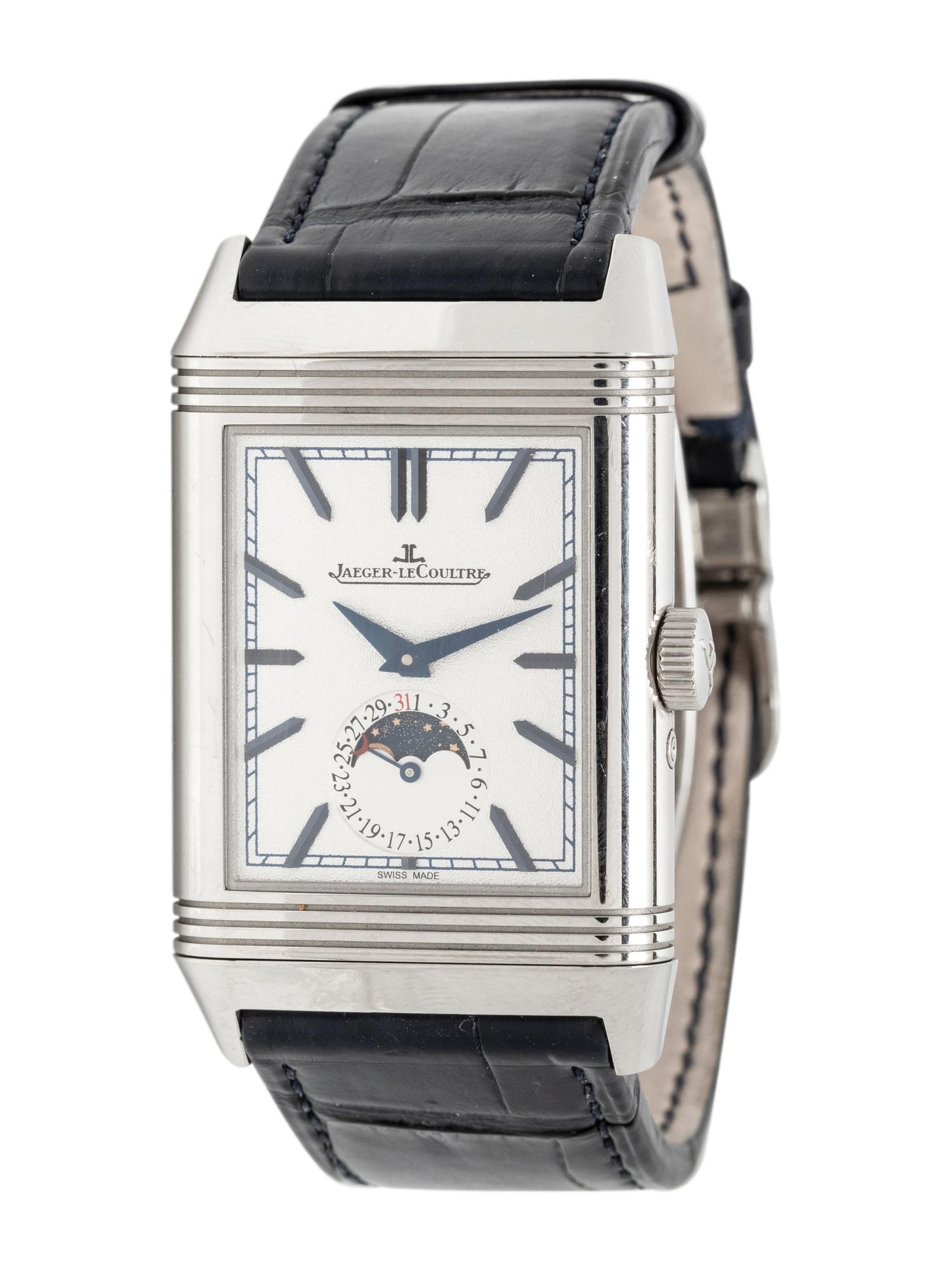 JAEGER-LeCOULTRE, REF. 216.8.D3 STAINLESS STEEL 'REVERSO TRIBUTE MOON' WATCH