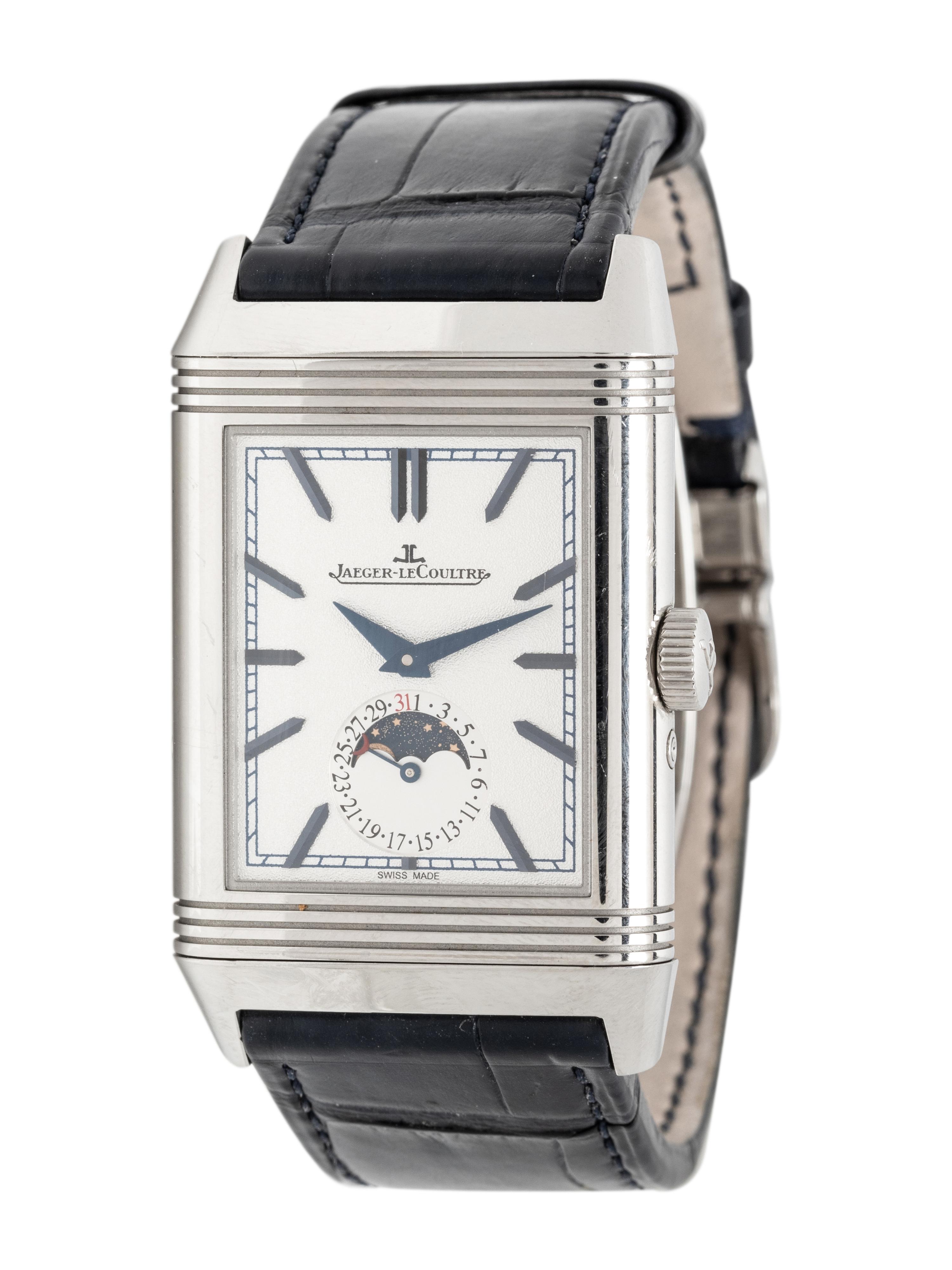 JAEGER-LeCOULTRE, REF. 216.8.D3 STAINLESS STEEL 'REVERSO TRIBUTE MOON' WATCH