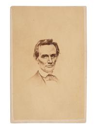 LINCOLN, Abraham (1809-1865). CDV of beardless Lincoln signed on verso "A Lincoln" with original cover addressed in Lincoln's hand, dated 10 April 1861.