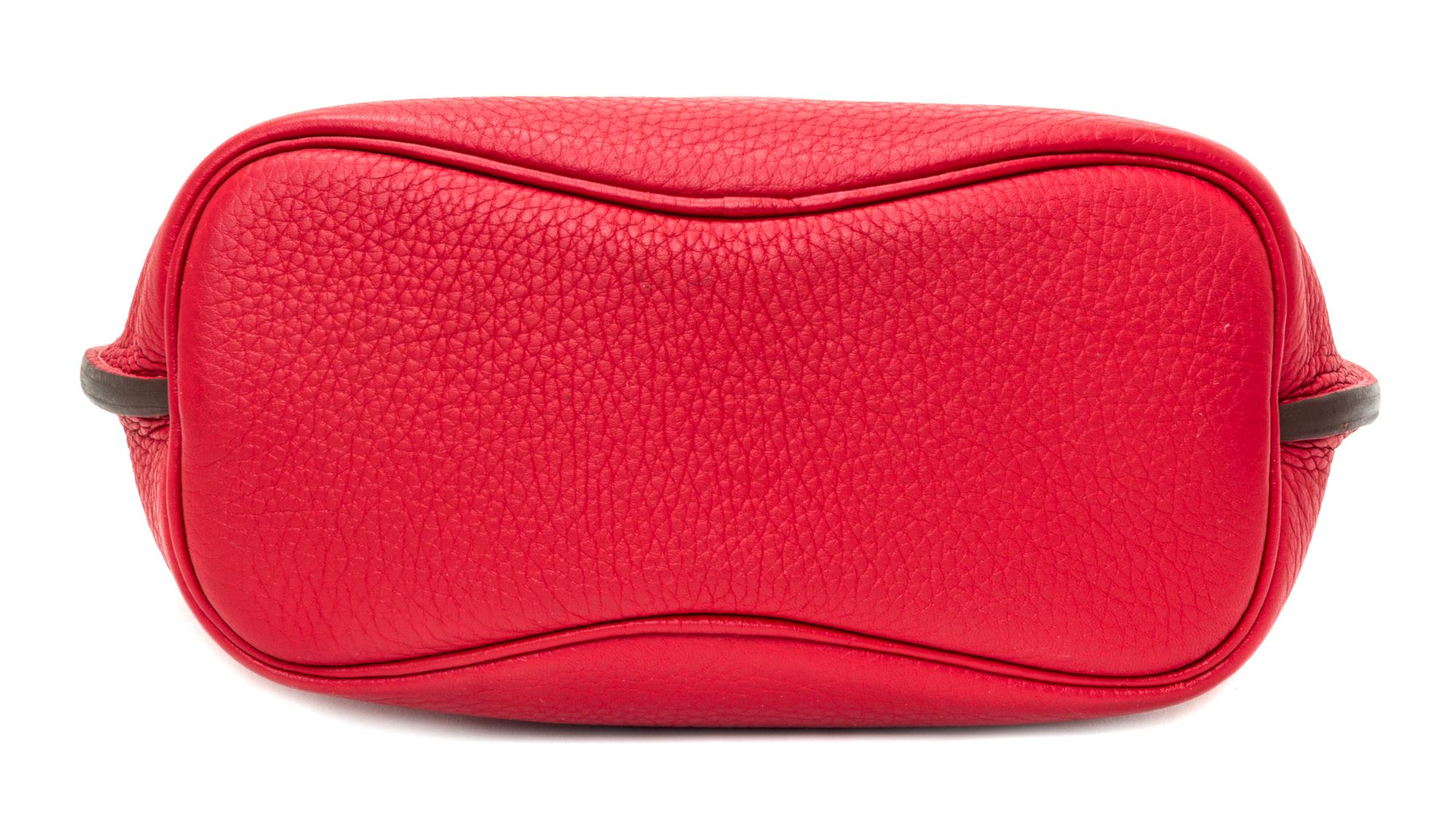 An Hermes Rouge Casaque Taurillon Clemence 22cm So-Kelly Handbag, 9" x 11" x 4.5".