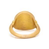 YELLOW GOLD, MABE CULTURED PEARL AND DIAMOND RING
