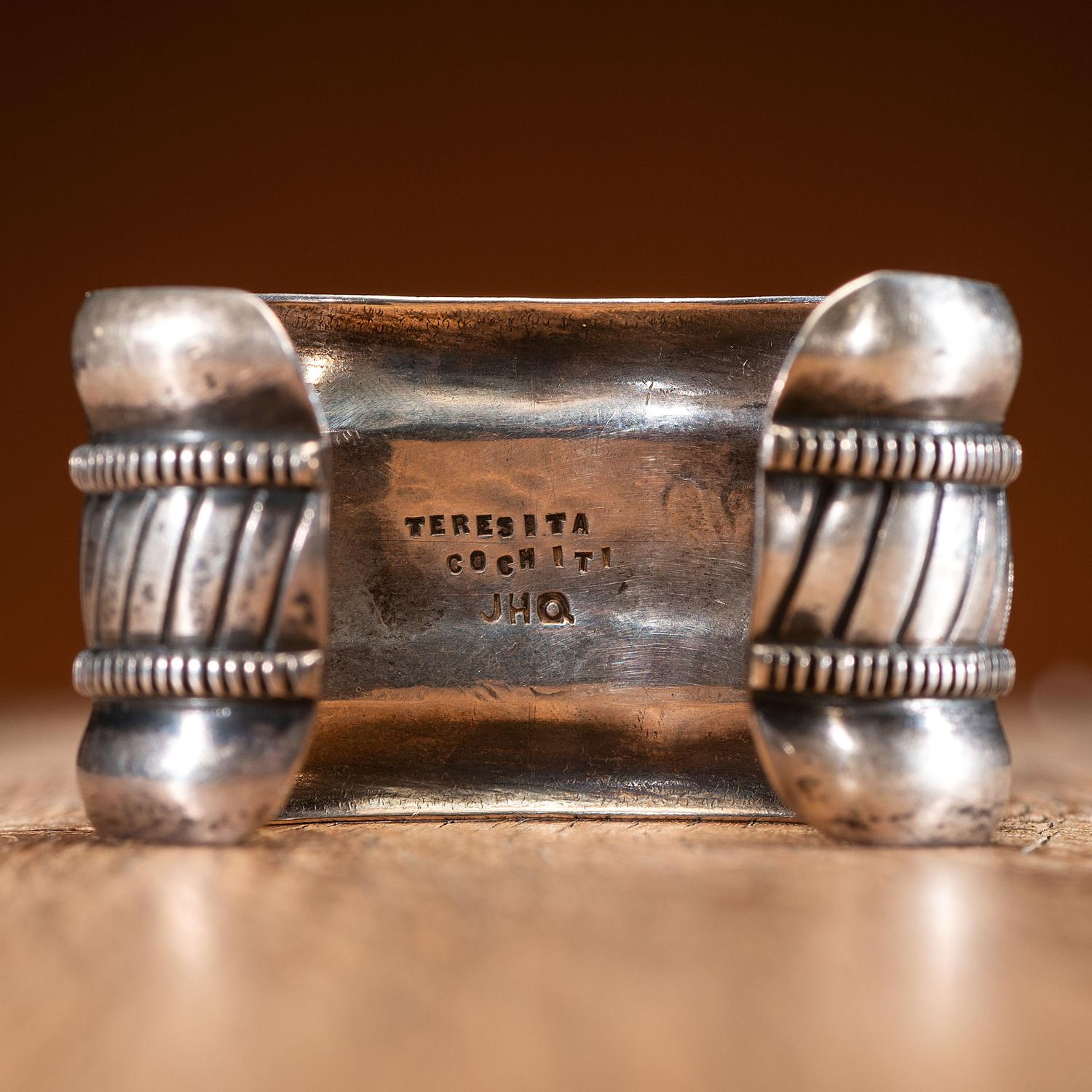 Joe H. and Teresita Quintana (Cochiti, 1915-1995 & 1924-1973) Silver and Turquoise Cuff Bracelet