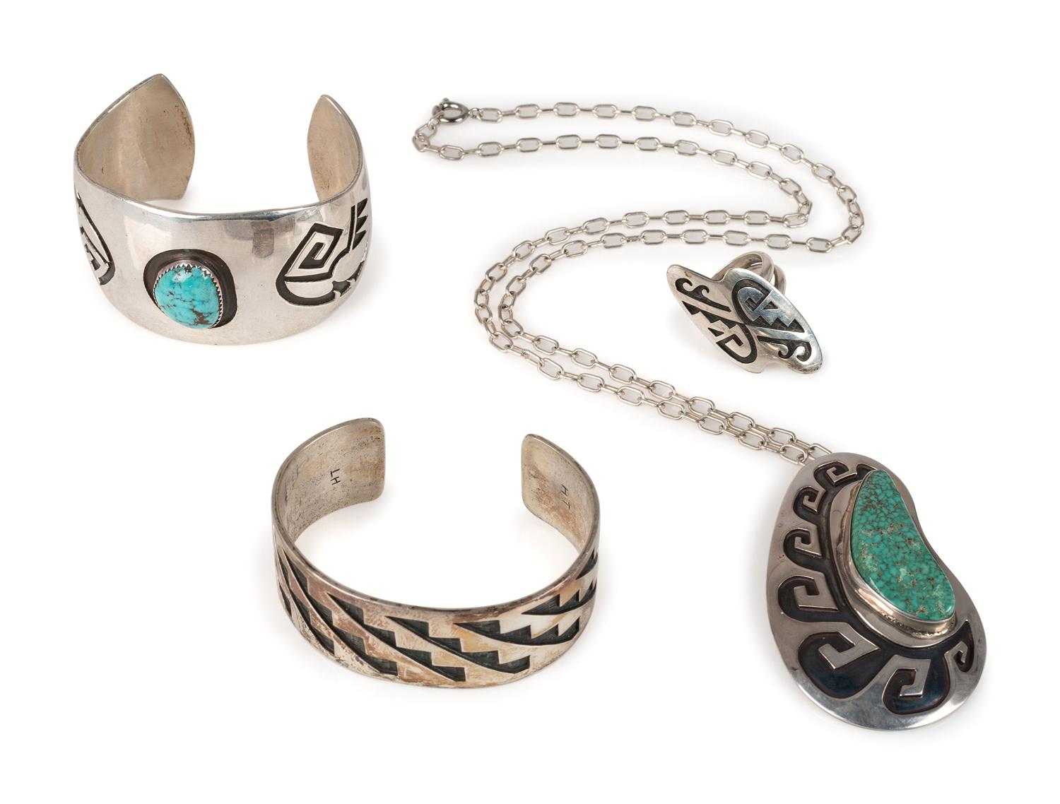 Navajo and Hopi Silver Overlay Jewelry