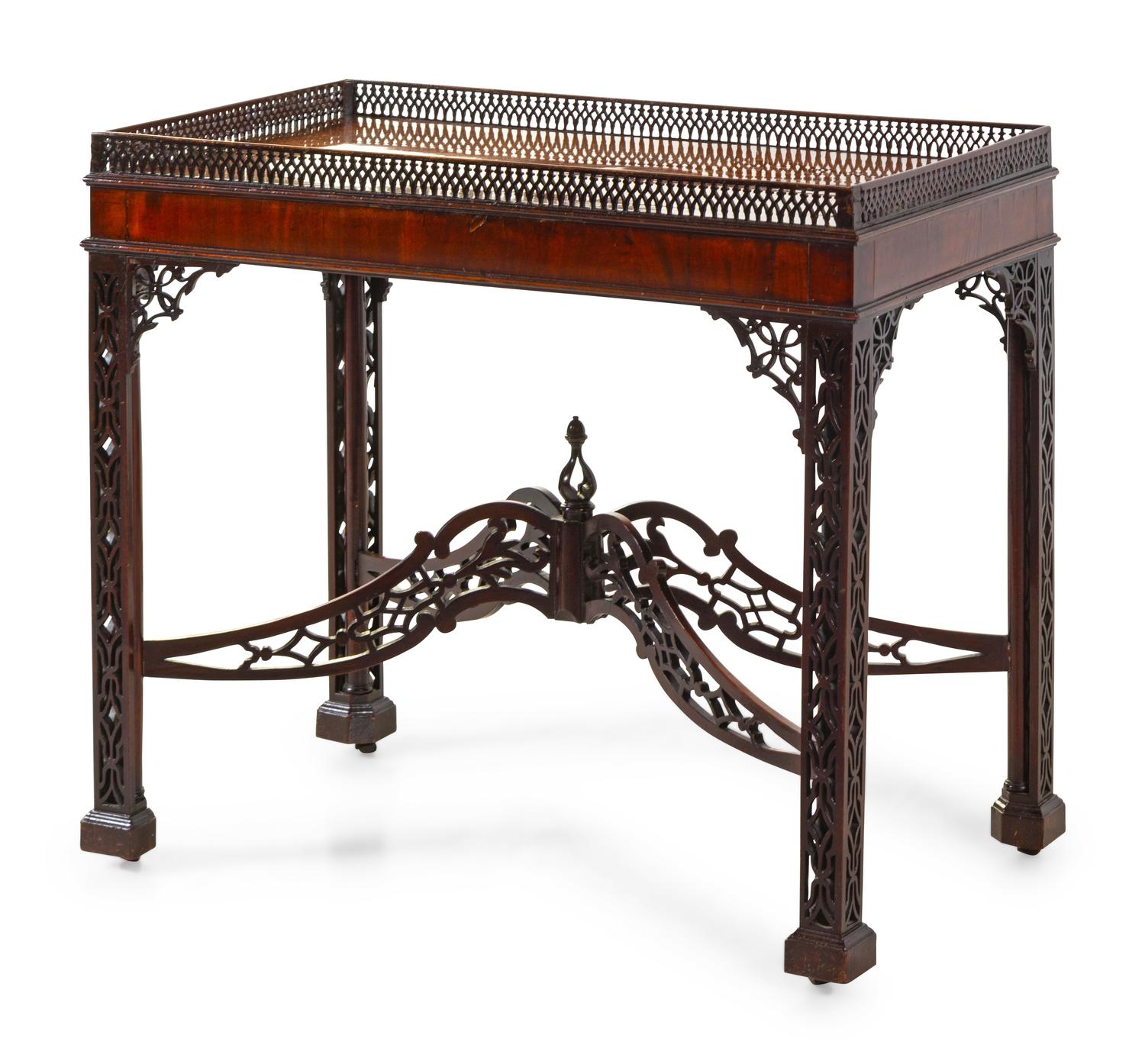 A Chinese Chippendale Carved Mahogany Silver Table