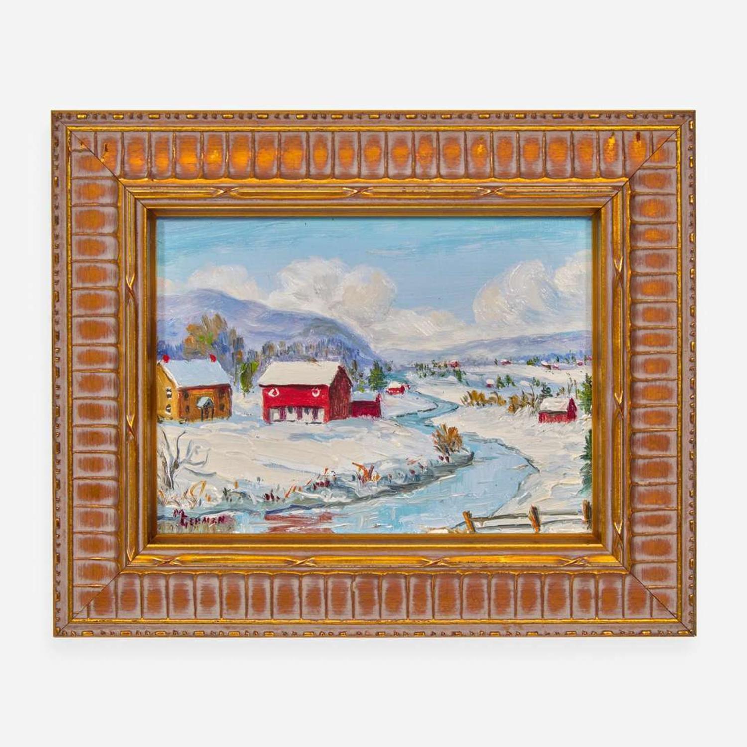 Mildred S. Gehman (American, 1908-2006) Winter Stream; together with Winter Village