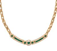 YELLOW GOLD, EMERALD AND DIAMOND NECKLACE