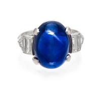 A Platinum, Sapphire and Diamond Ring, 4.70 dwts.