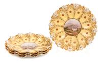 A Set of Four Coalport Porcelain Dessert Plates Diameter 9 inches.