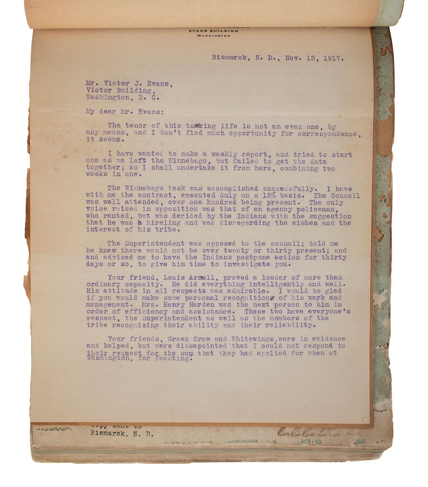 [NATIVE AMERICAN]. Papers associated with the Sioux, Assiniboine, and Ponca Nations, ca early 1900s.