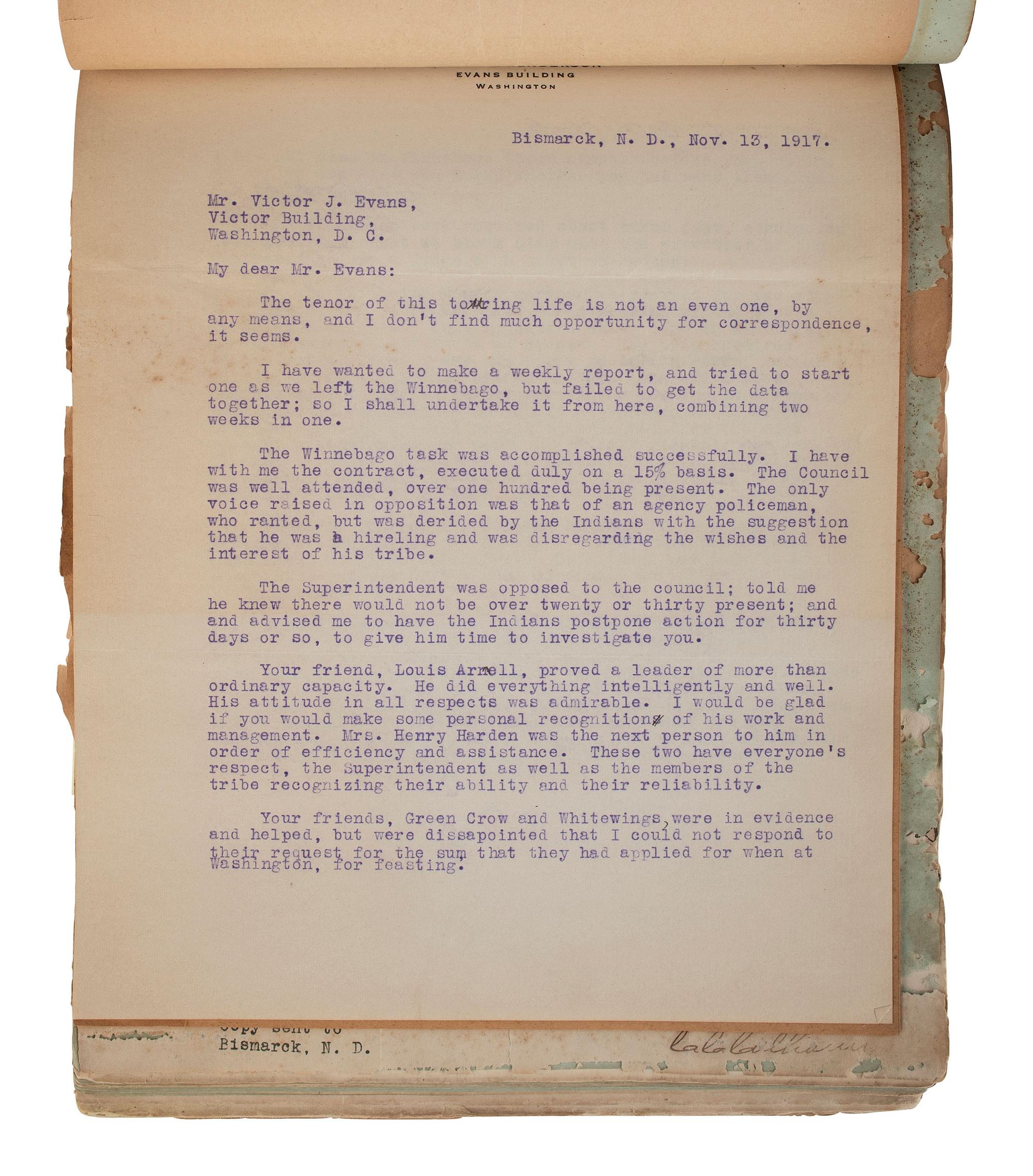 [NATIVE AMERICAN]. Papers associated with the Sioux, Assiniboine, and Ponca Nations, ca early 1900s.