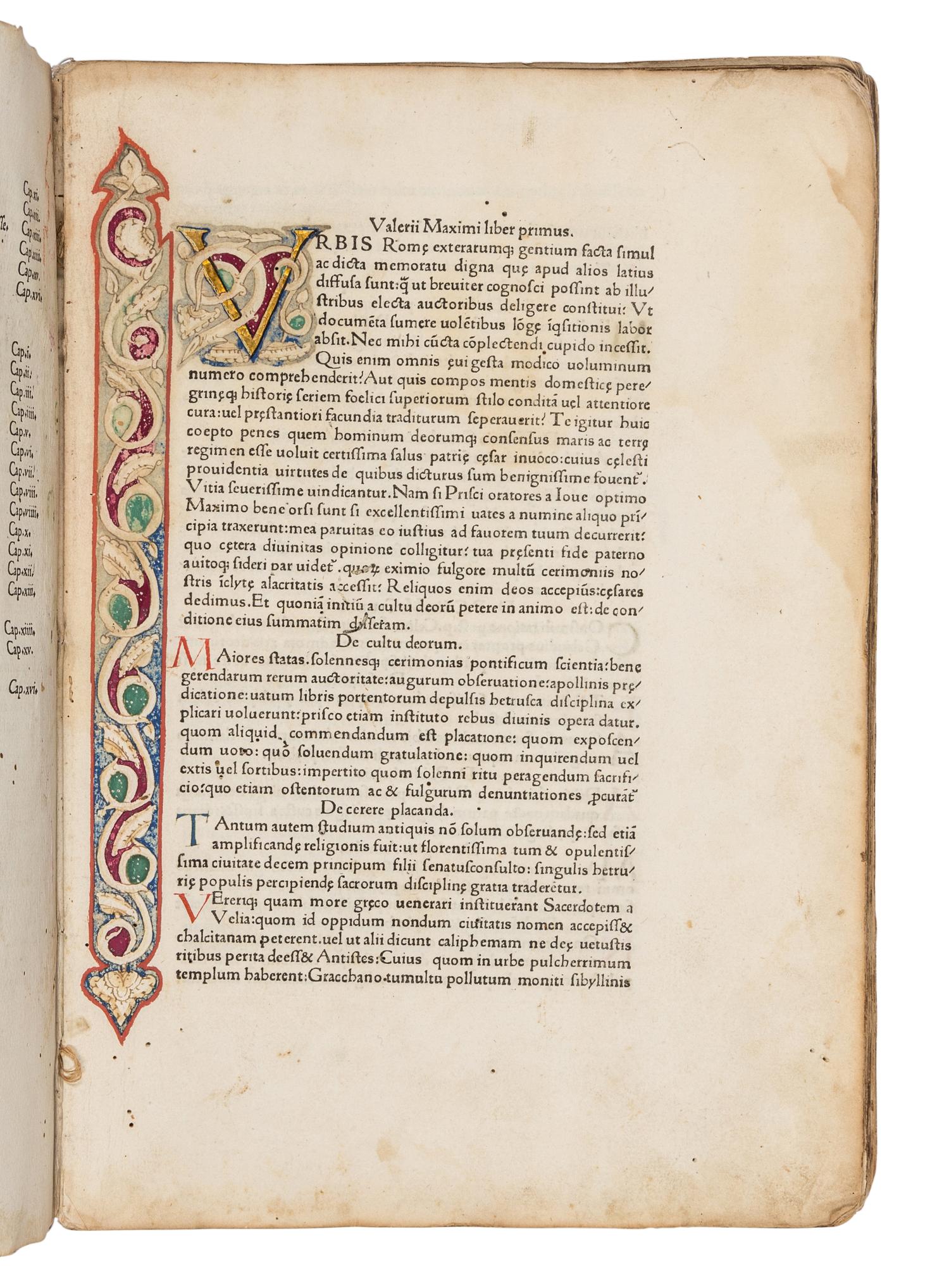 VALERIUS MAXIMUS, Gaius. Facta et dicta memorabilia . [Venice] : Vindelinus de Spira, 1471.