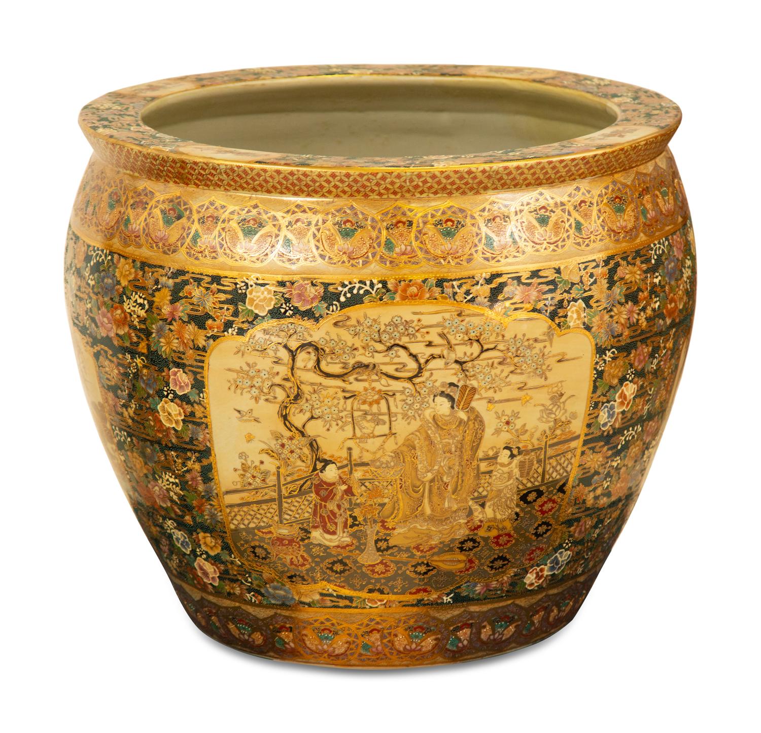 Two Similar Japanese Satsuma Porcelain Jardinières