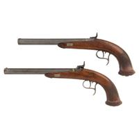 Pair of Austrian Percussion Target Pistols by Mathias Nowotny in Wien