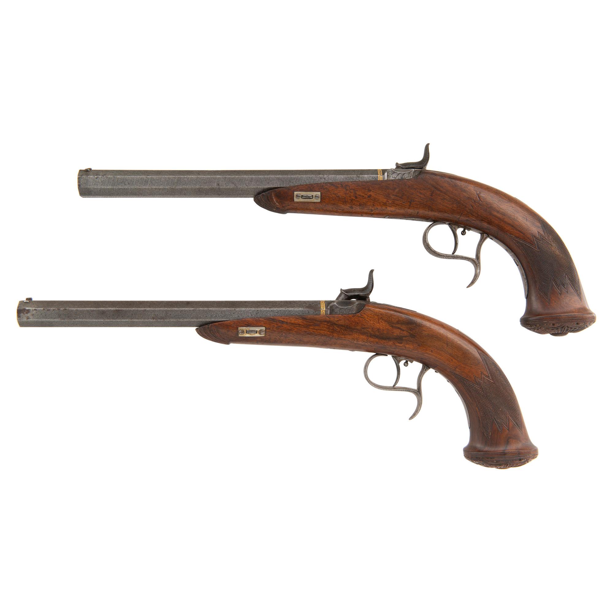Pair of Austrian Percussion Target Pistols by Mathias Nowotny in Wien