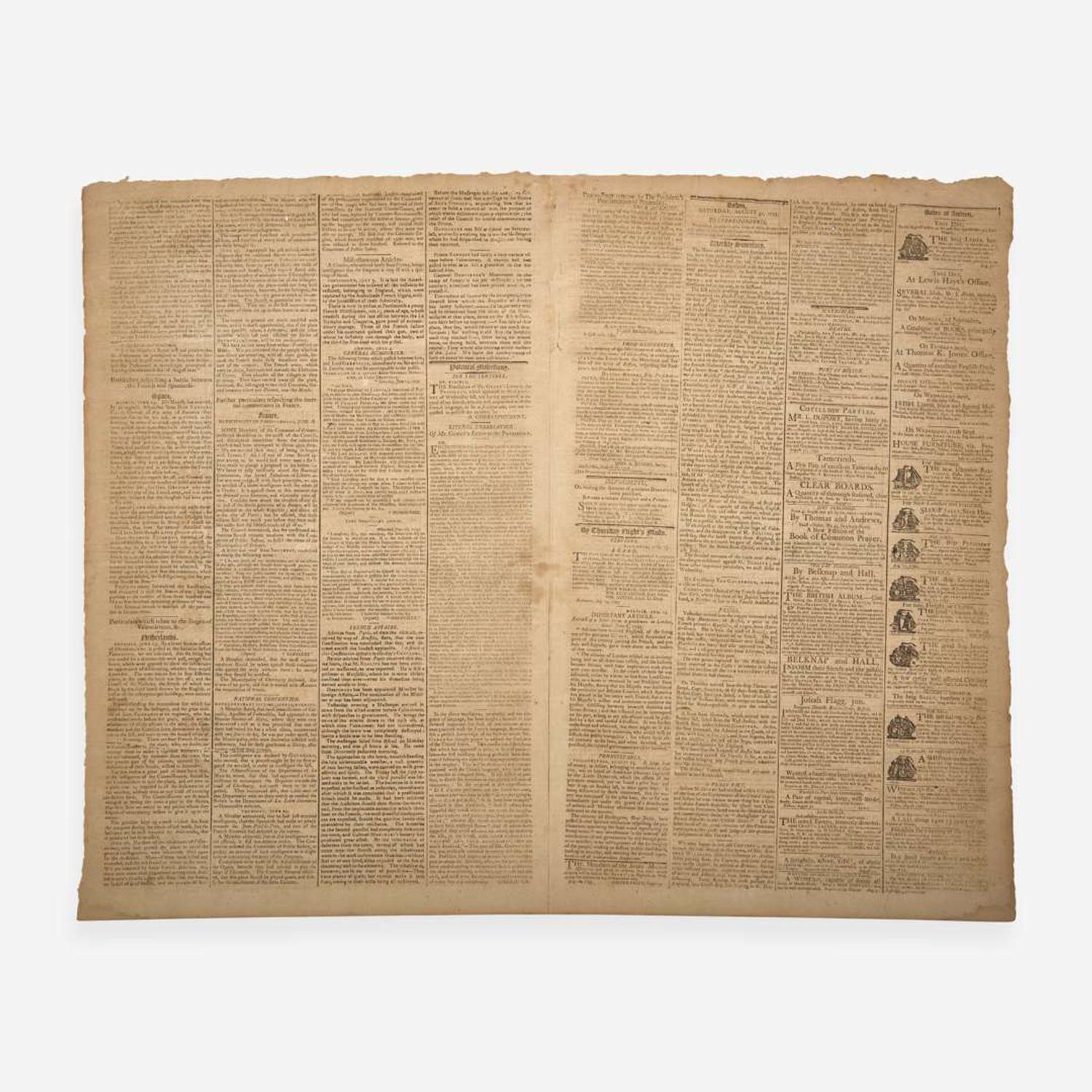 [Americana] [Genet, Edmond-Charles] Group of 3 Issues of the Columbian Centinel