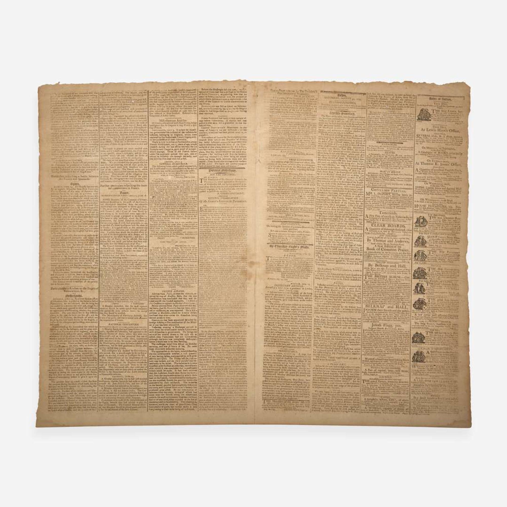 [Americana] [Genet, Edmond-Charles] Group of 3 Issues of the Columbian Centinel
