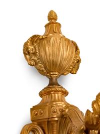 A Pair of Louis XVI Style Gilt-Bronze Three-Light Sconces