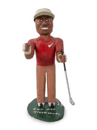 A Folk Art Carved and Painted Tiger Woods Figure, by Bill Potts