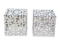 A Pair of Tri-Mark Reticulated Chrome-Plated Steel Cube Tables — MID-20TH CENTURY