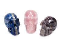 Three Carved Semiprecious Stone Skulls