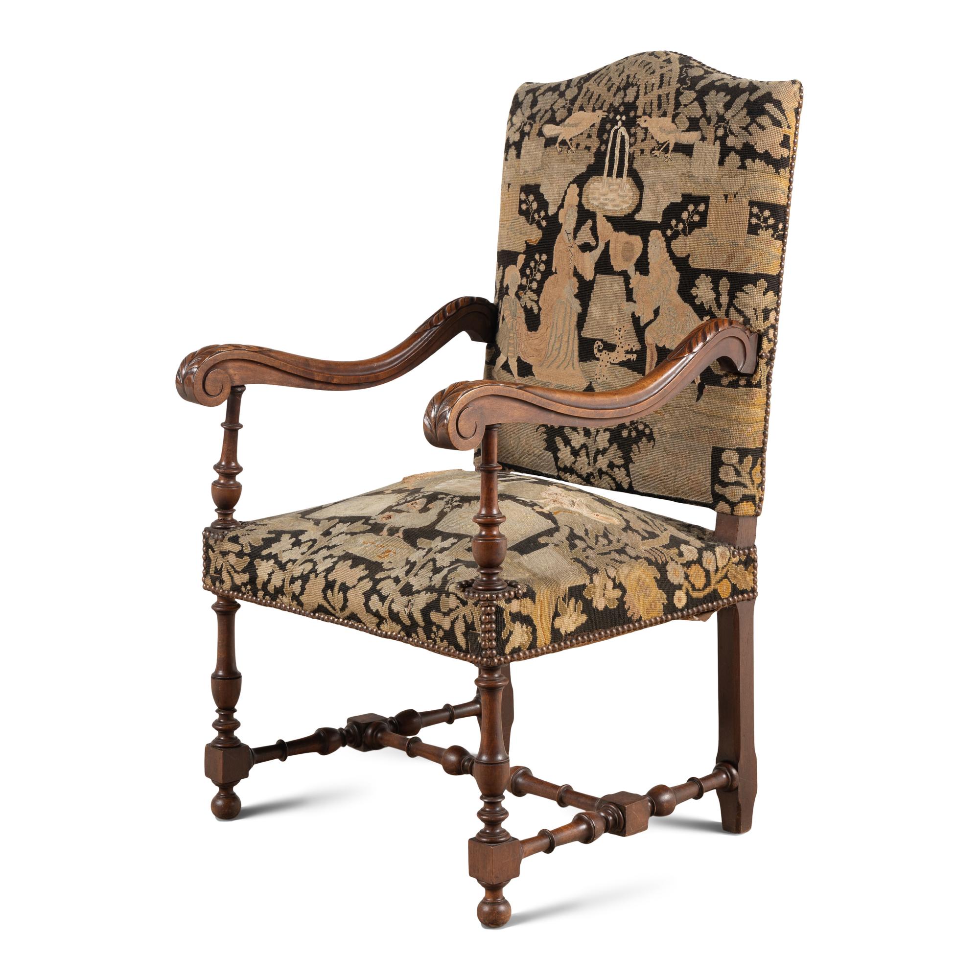 A Louis XIII Walnut Armchair