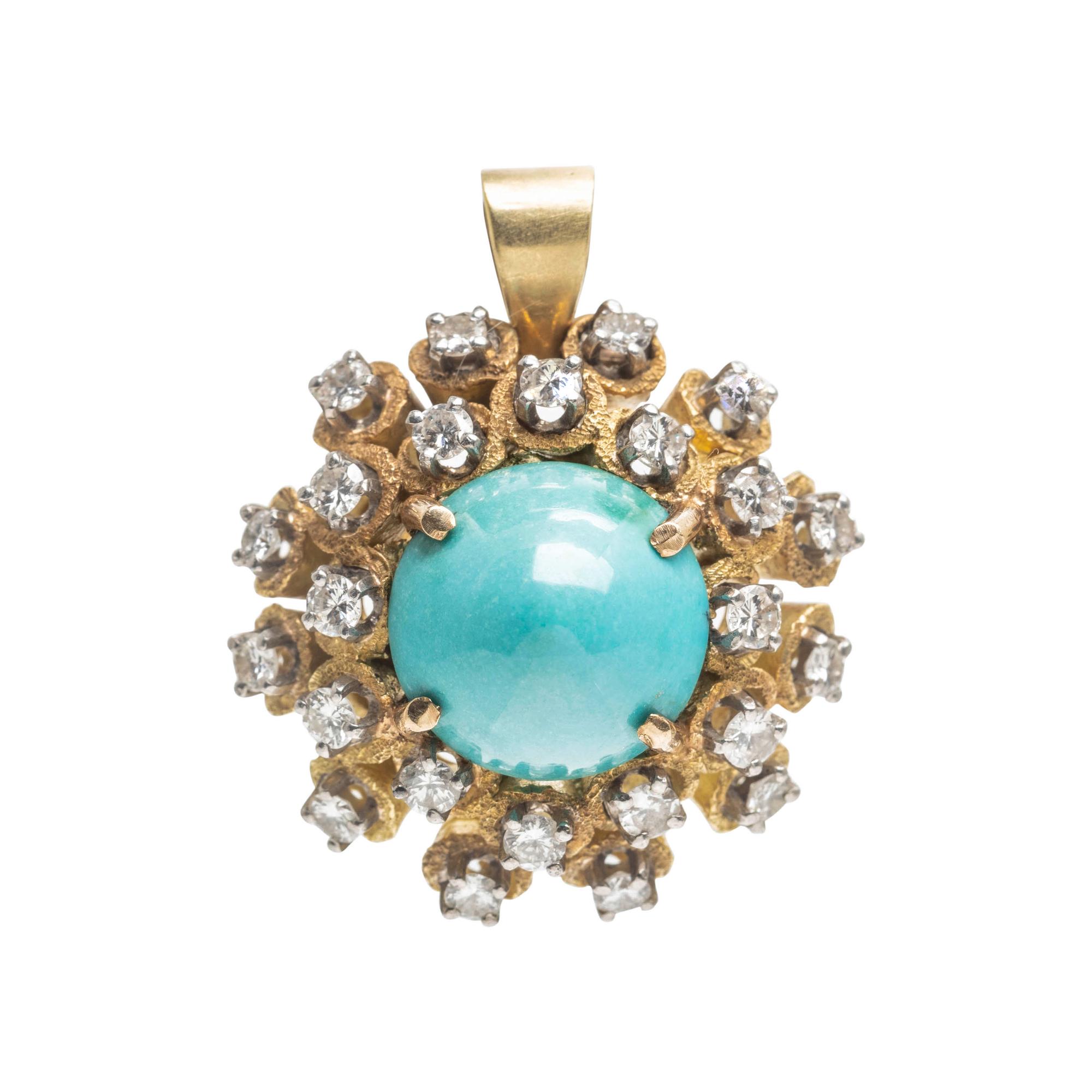 TURQUOISE AND DIAMOND PENDANT
