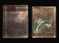 A Japanese Rinpa style metal and mother of pearl-inlaid lacquer "Morning Glories" box, Edo to Meiji period 琳派嵌百寶漆盒 江戶至明治