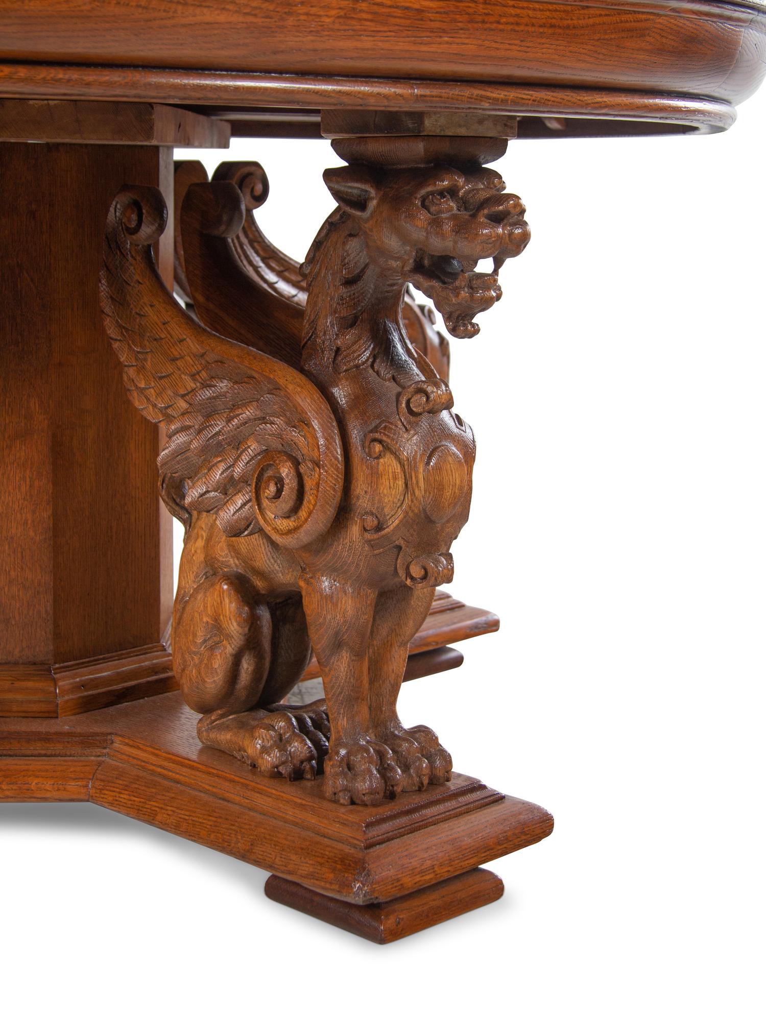 A German Carved Oak Dining Table
