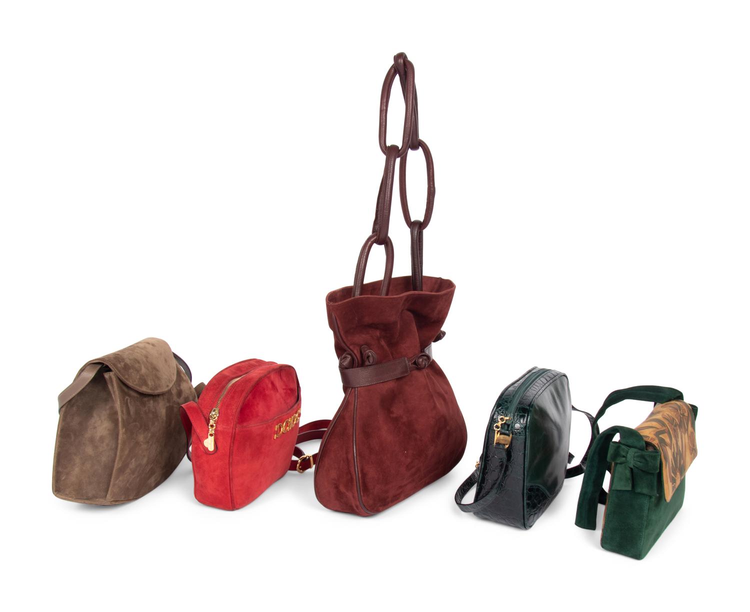Five Designer Handbags: Gucci, Ferragamo, Mark Cross, 1980-90s