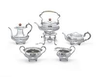 An English Silver Assembled Five-Piece Tea and Coffee Service