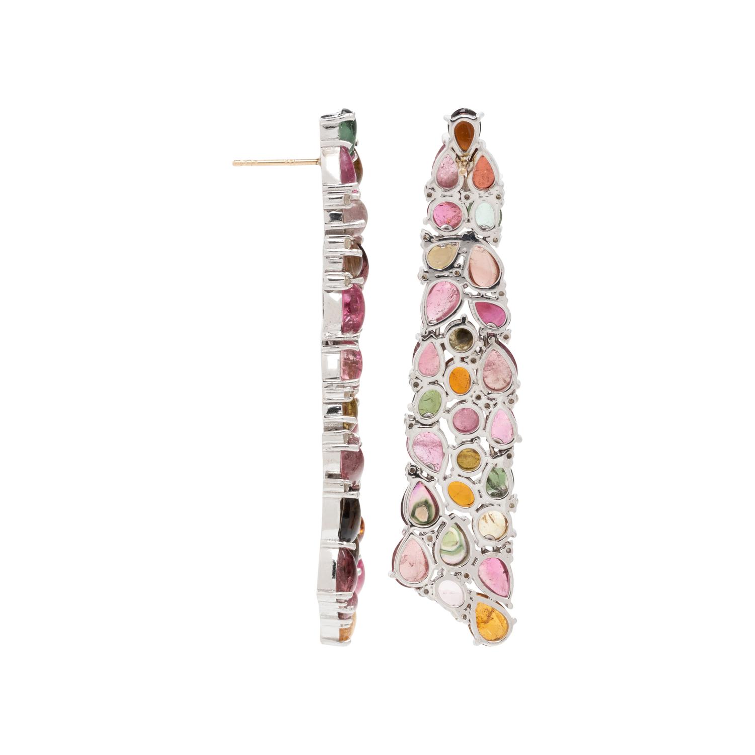 MULTICOLOR TOURMALINE AND DIAMOND EARRINGS