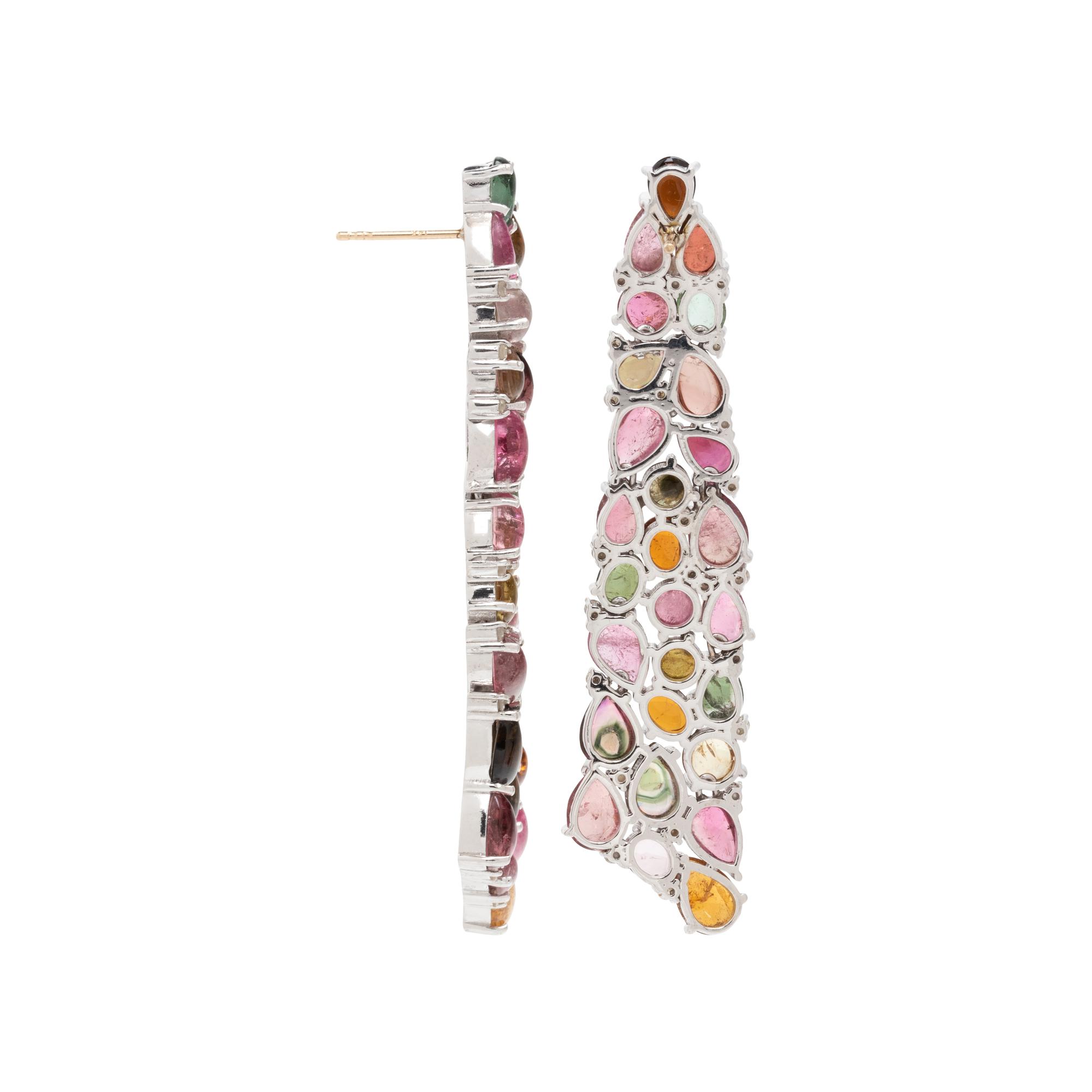 MULTICOLOR TOURMALINE AND DIAMOND EARRINGS