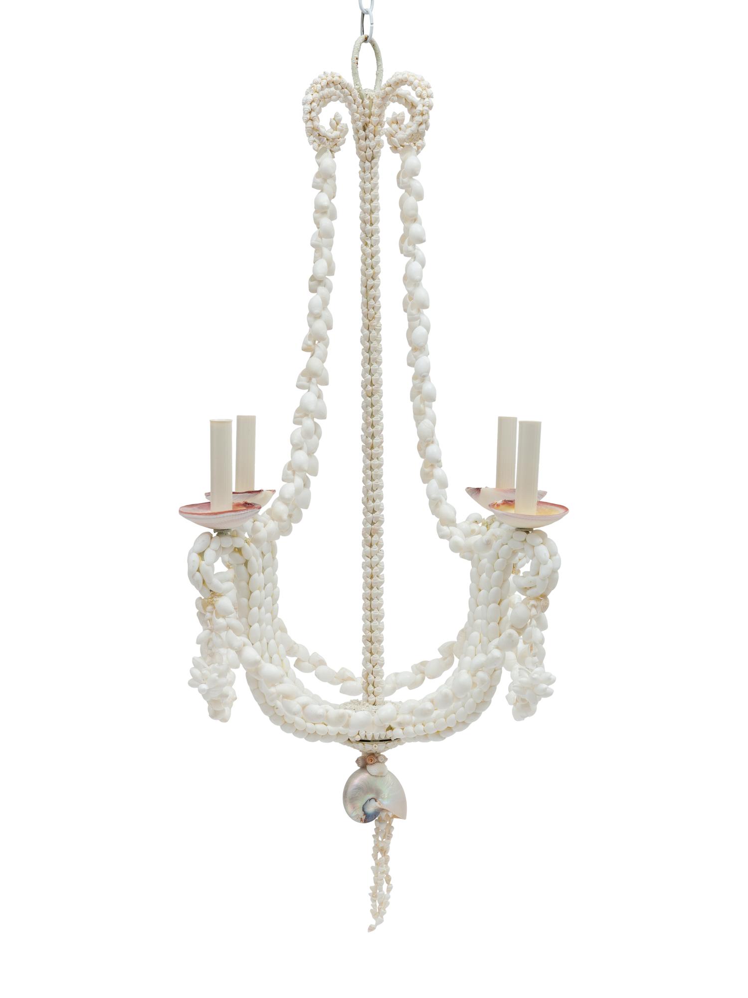 A Grotto Style Shell-Encrusted Four-Light Chandelier