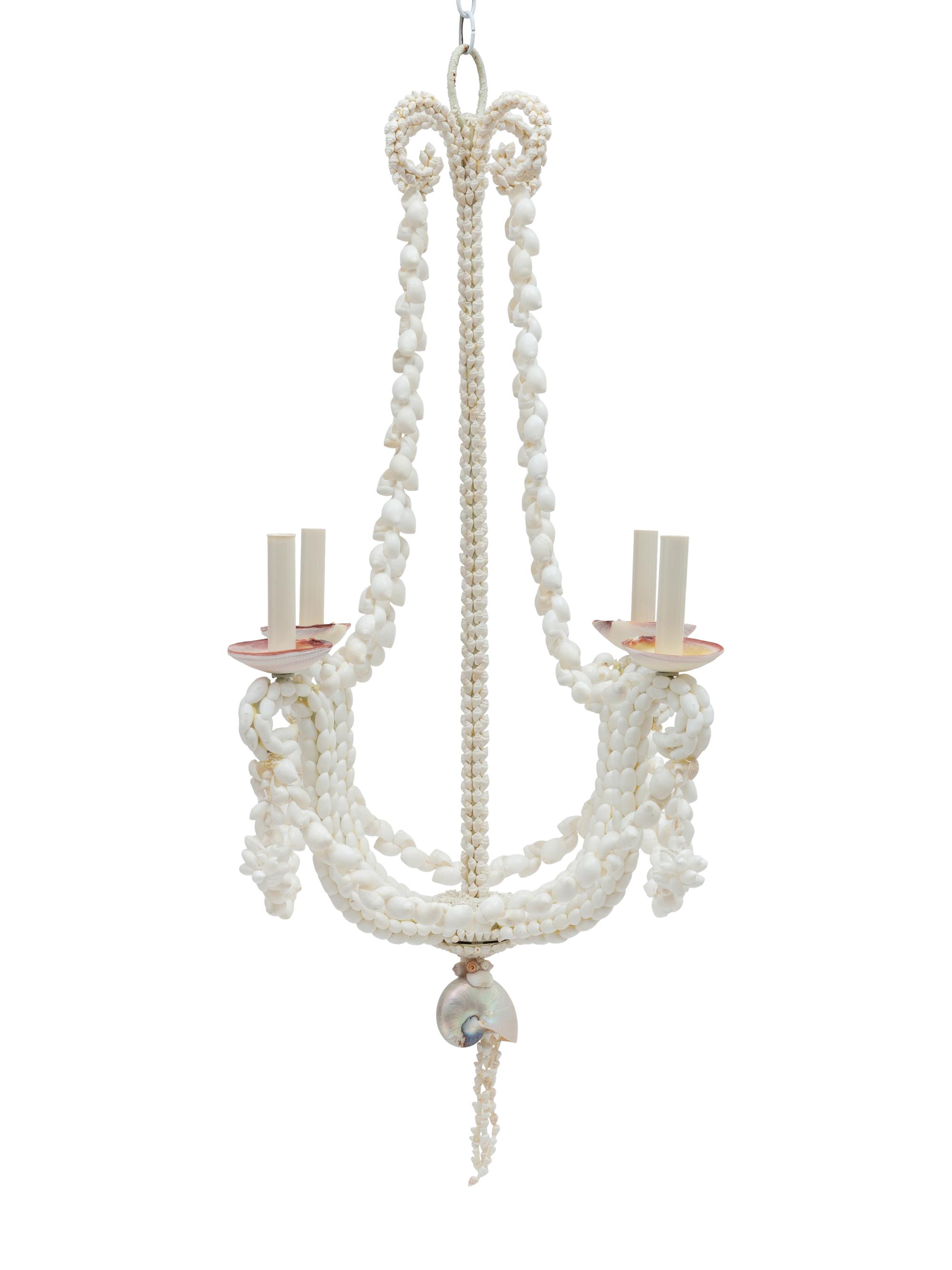 A Grotto Style Shell-Encrusted Four-Light Chandelier