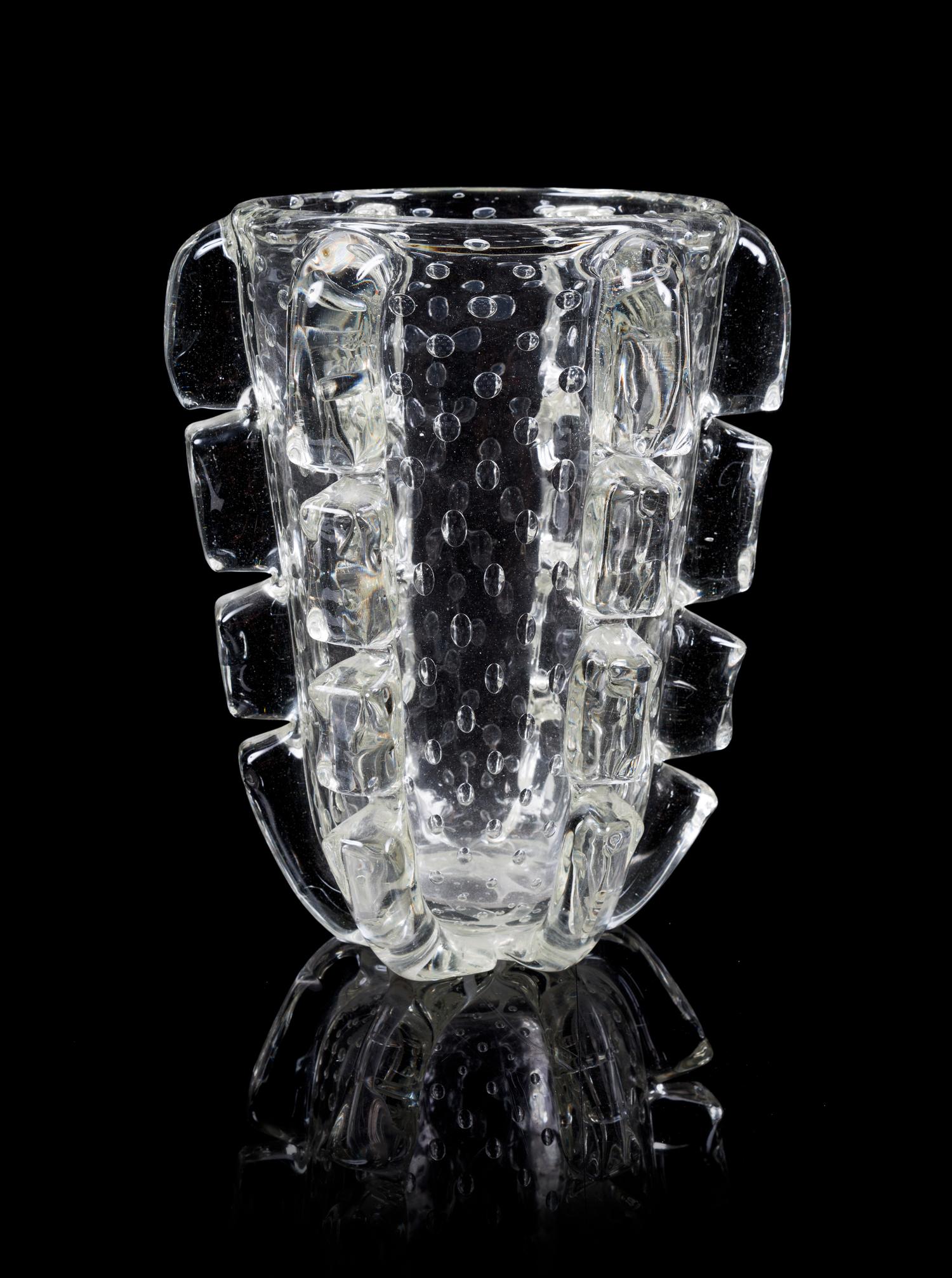 A Mid Century Italian Glass Vase Height 13 3/4 inches