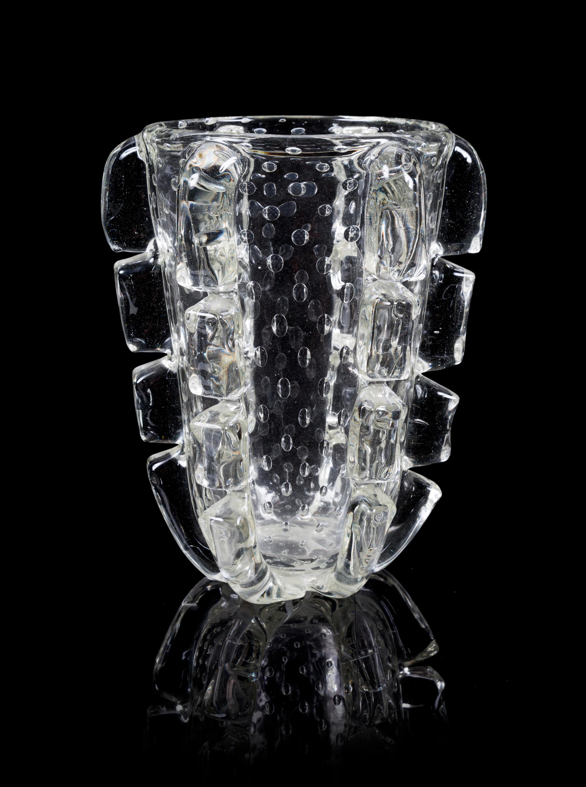 A Mid Century Italian Glass Vase Height 13 3/4 inches