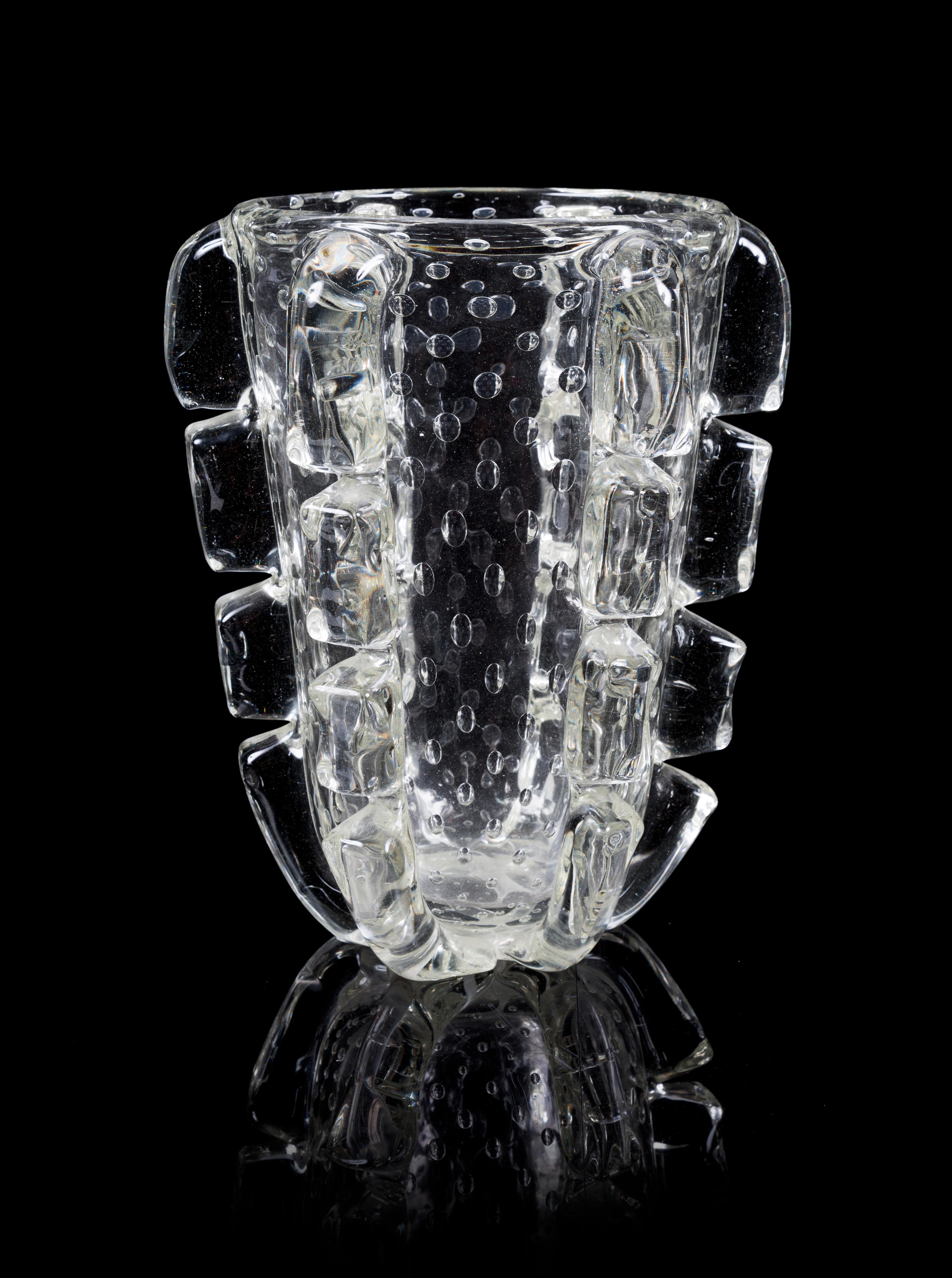 A Mid Century Italian Glass Vase Height 13 3/4 inches