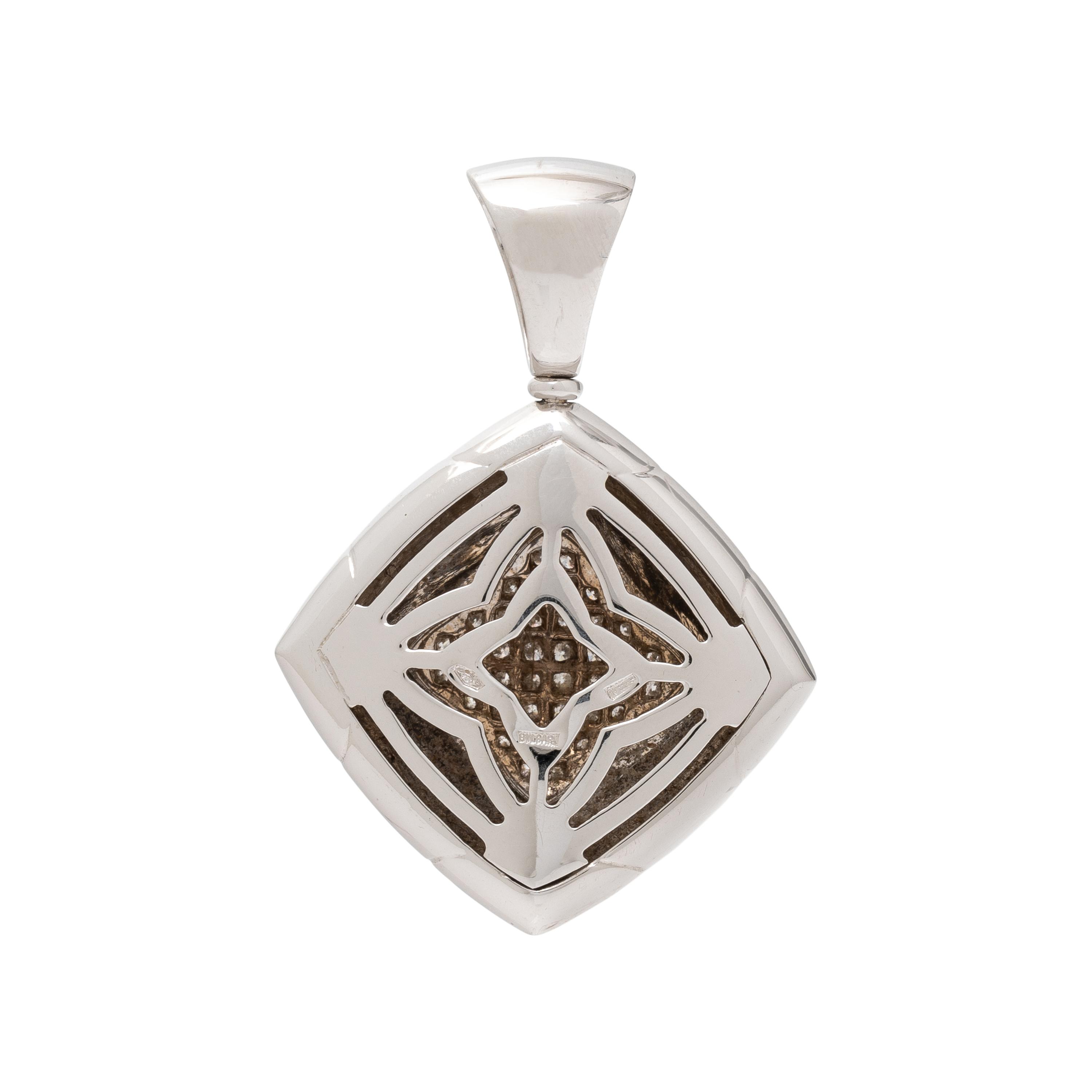 BULGARI, DIAMOND AND WHITE GOLD 'PIRAMIDE' PENDANT