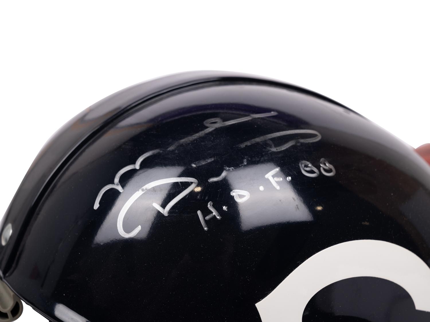A Mike Ditka Signed Autograph Chicago Bears Throwback Football Helmet and Wilson NFL Football (Beckett Authentication Services BAS Certified),