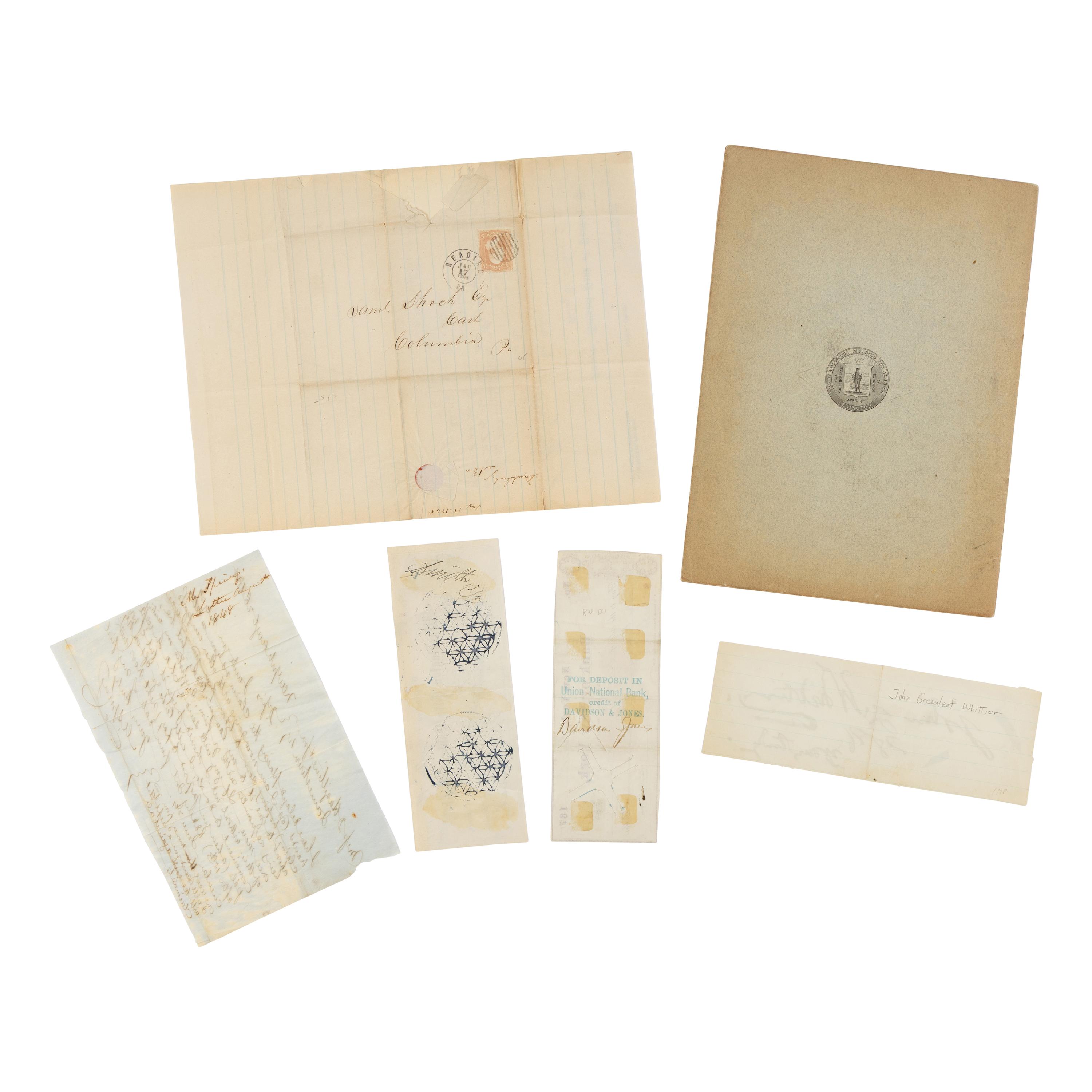 [Americana] Group of 5 items related to prominent 19th century Americans
