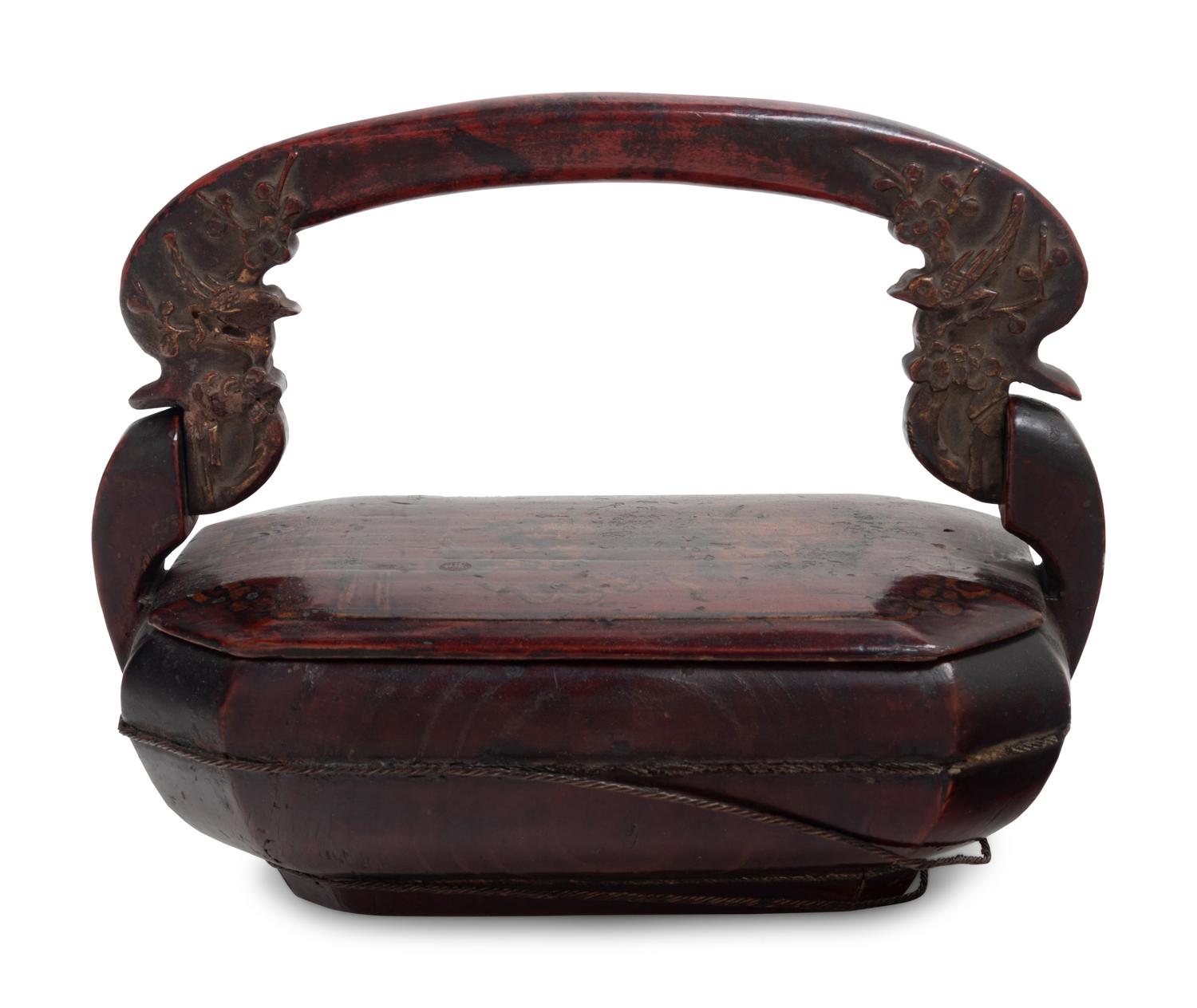 A Chinese Carved and Parcel Gilt Covered Box