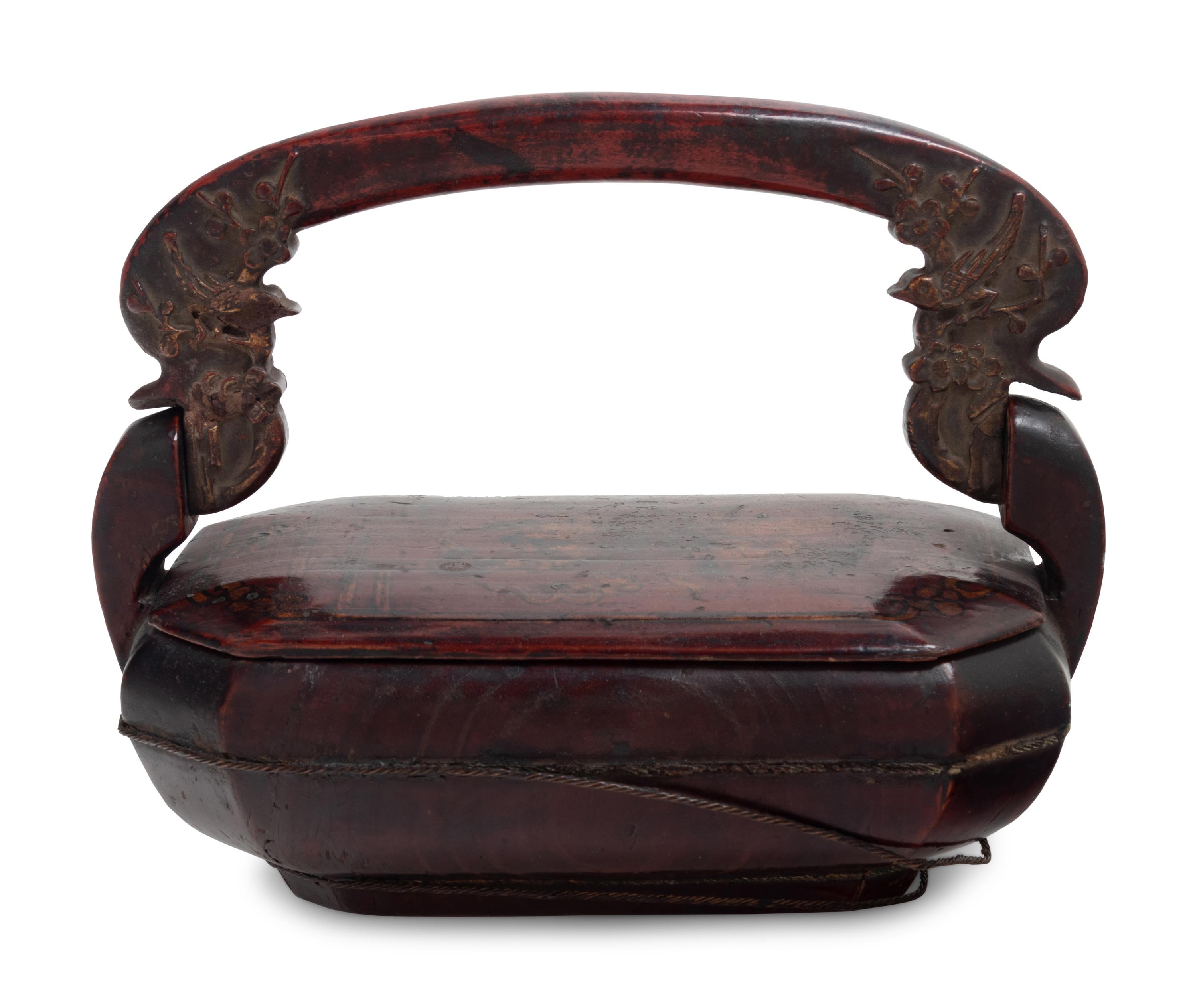 A Chinese Carved and Parcel Gilt Covered Box